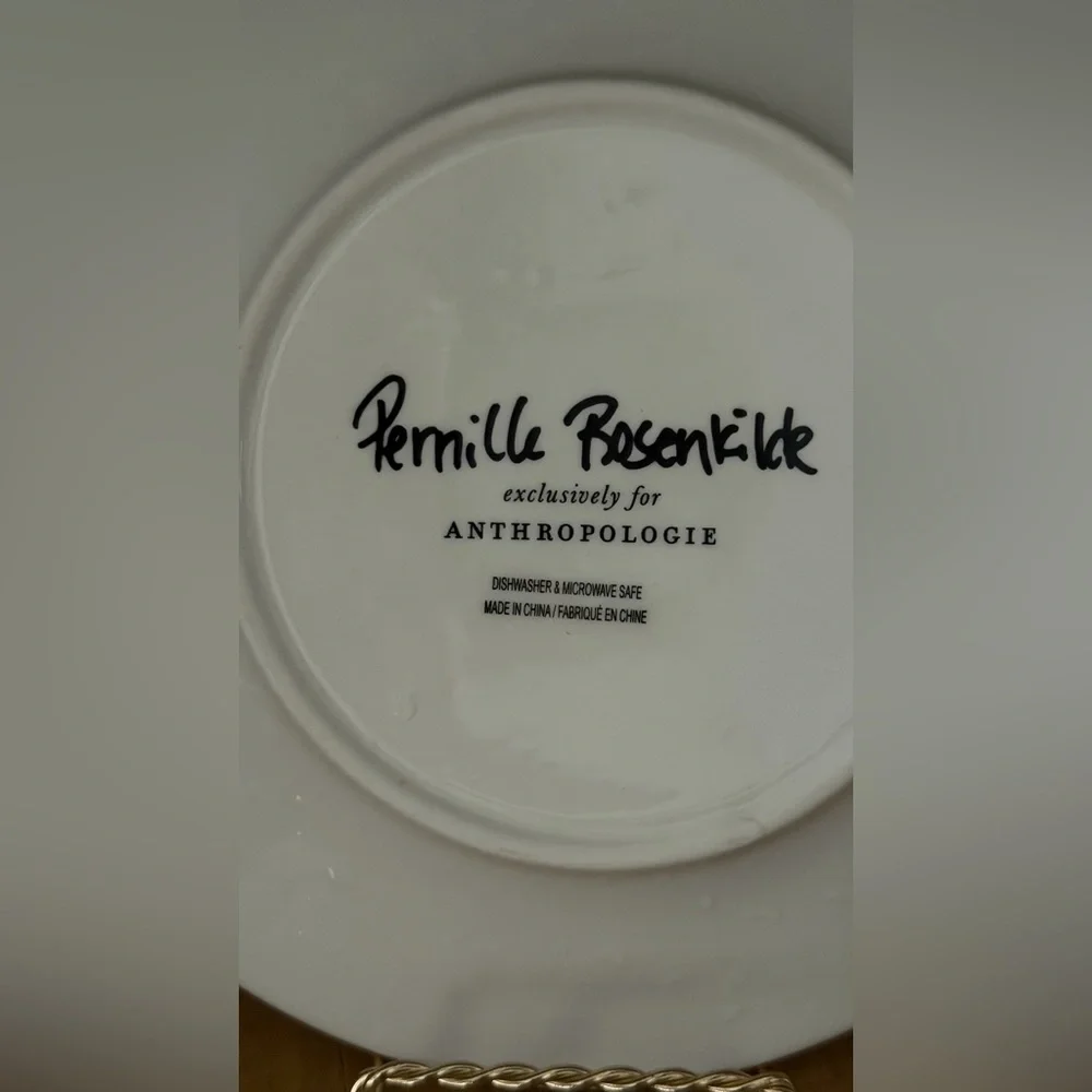 NWOT Anthropologie Pernille Rosenkilde Floral Pink Yellow Dessert Plate
